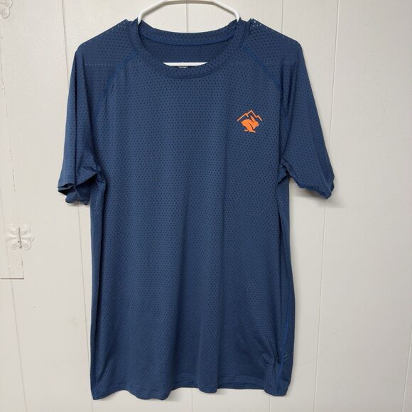 Rabbit Running T-Shirt EZ Perf Short Sleeve Performance Gym Trail Blue Men L GUC - Picture 1 of 12